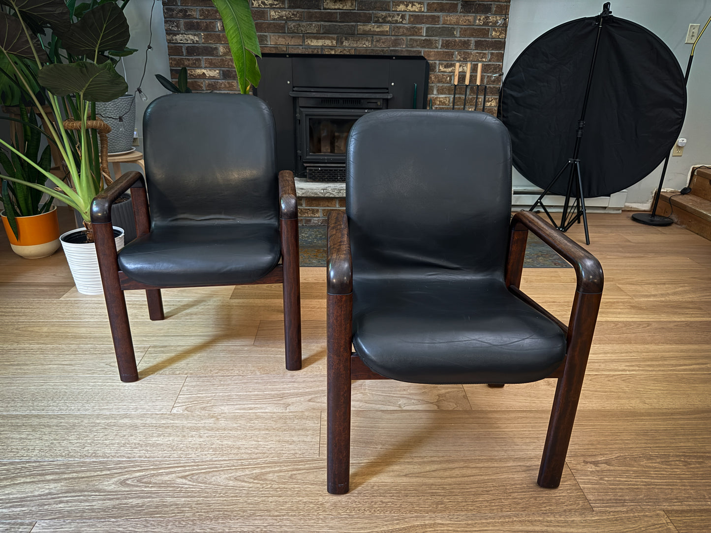 Pair of Dyrlund Danish Rosewood Armchairs – Vintage Leather Seating, Made in Denmark