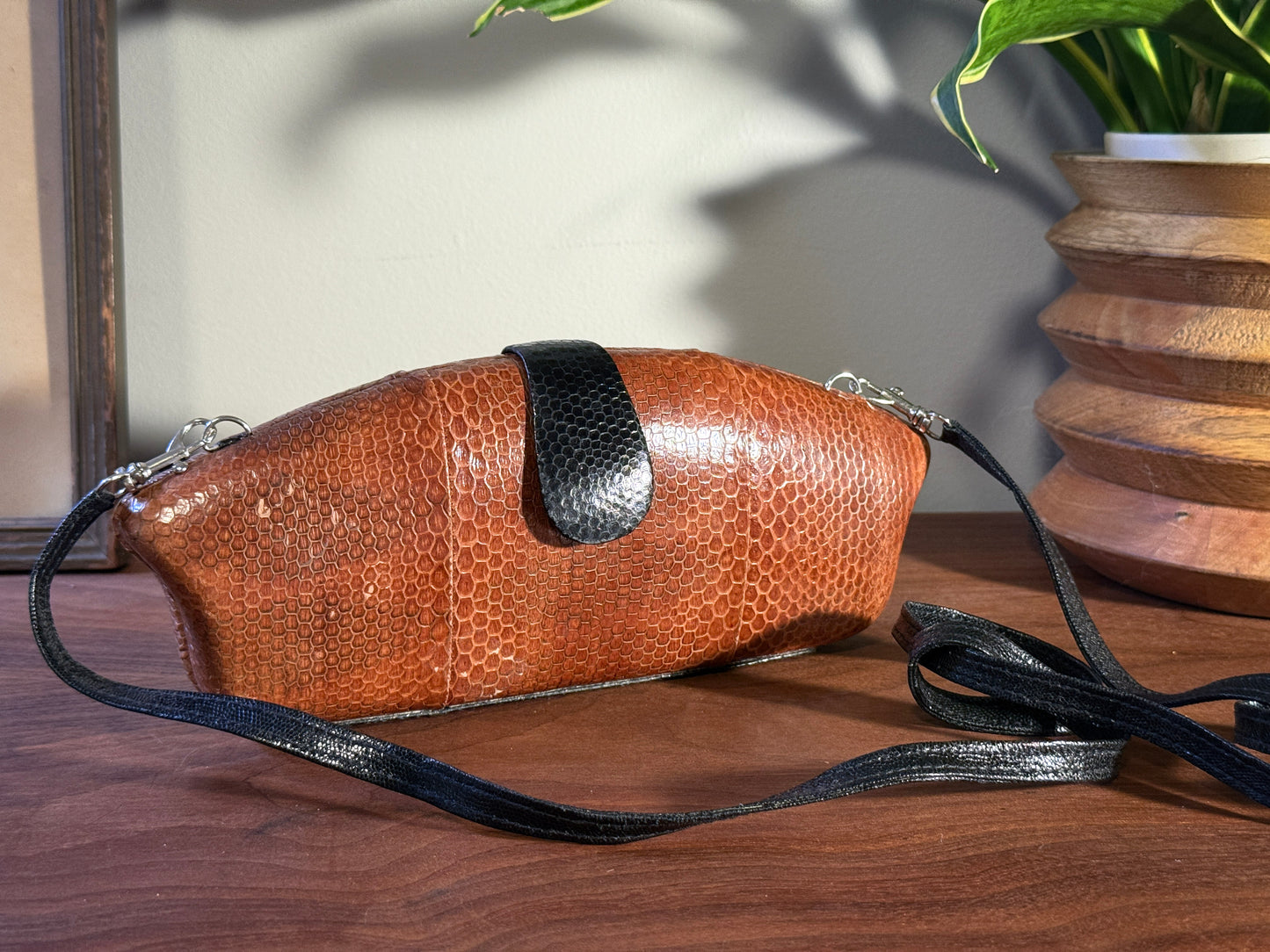 Timmy Woods Genuine Python Bag – Vintage Exotic Leather Sculptural Handbag, 1990s