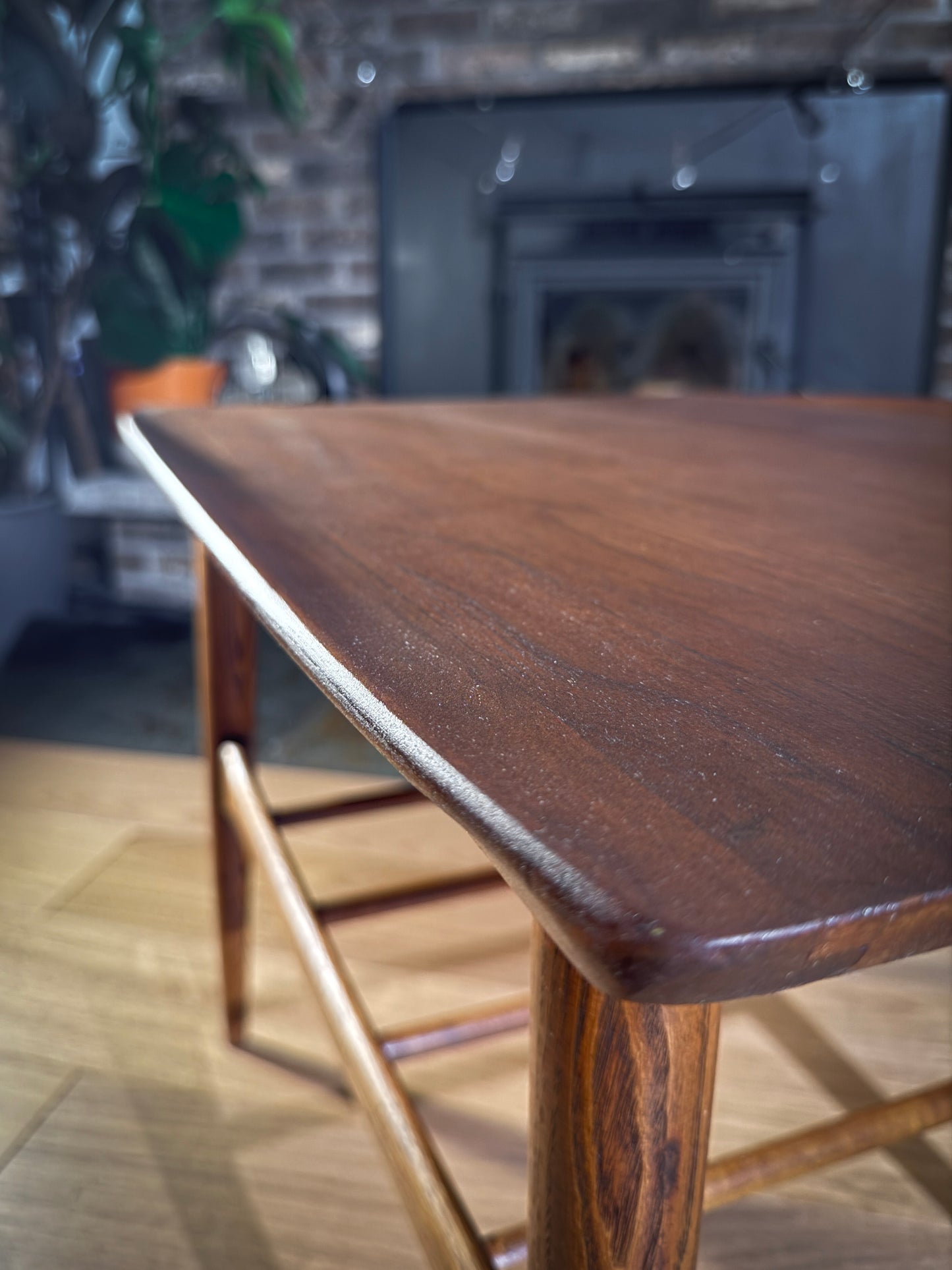 Mid-Century Walnut Coffee Table – Refinished Basset Furniture Table with Spindle Base, Vintage MCM Accent