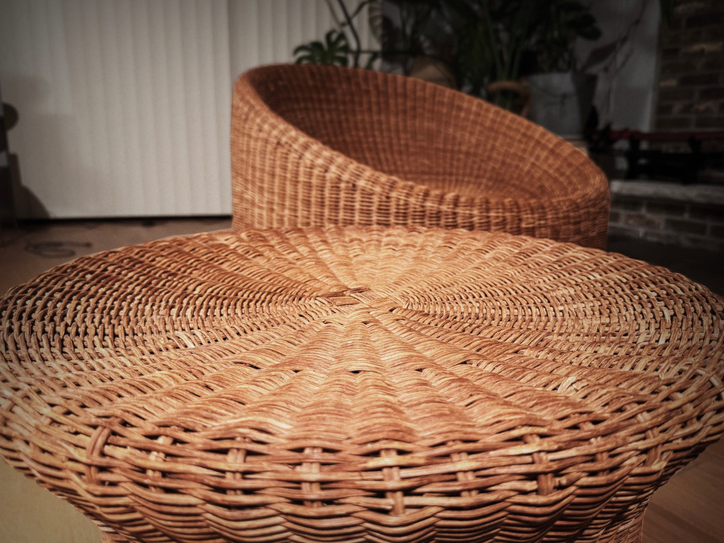 Eero Aarnio Elephant Boot Chair – Rattan Lounge & Ottoman, 1960s Stendig