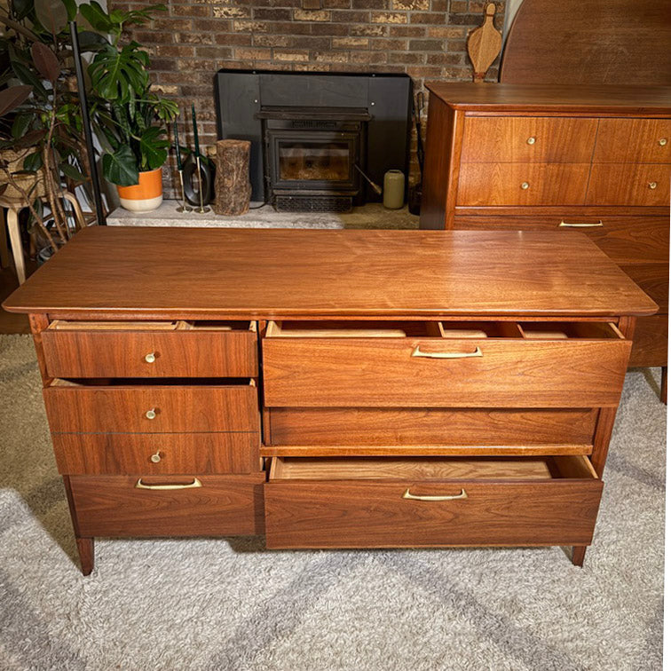 Refinished Drexel “Modern” Lowboy Dresser – Mid Century Walnut