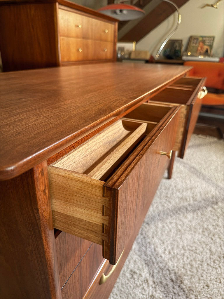 Refinished Drexel “Modern” Lowboy Dresser – Mid Century Walnut