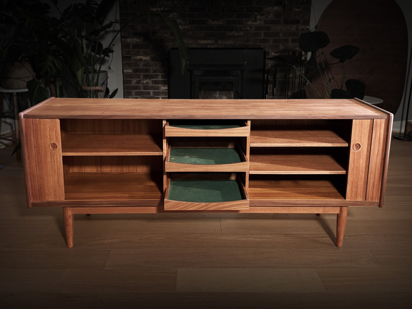 Vintage Mid-Century Danish Teak Credenza – Scandinavian Modern Sideboard – MCM Storage Cabinet
