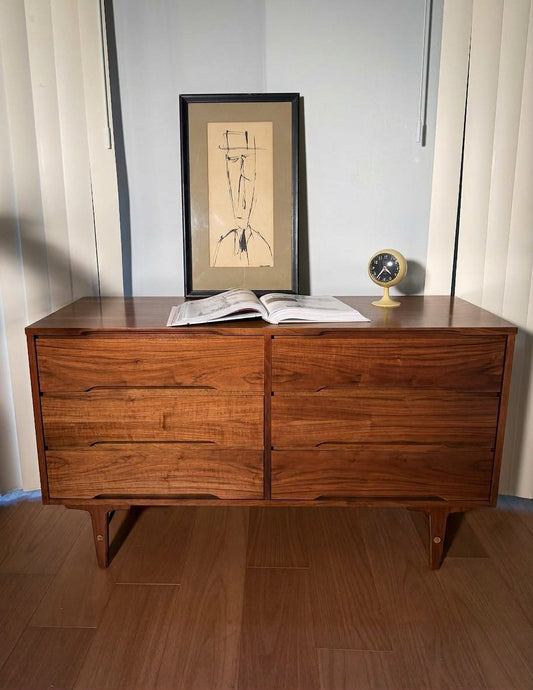Stanley Furniture Walnut Credenza / Media Console — Refinished 1960s Mid-Century Modern, 52"