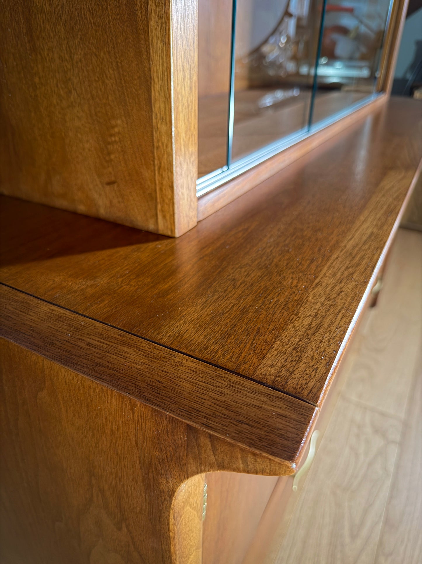 Mid-Century Drexel Profile Hutch – John Van Koert, Walnut China Cabinet & Credenza, 1950s MCM Storage