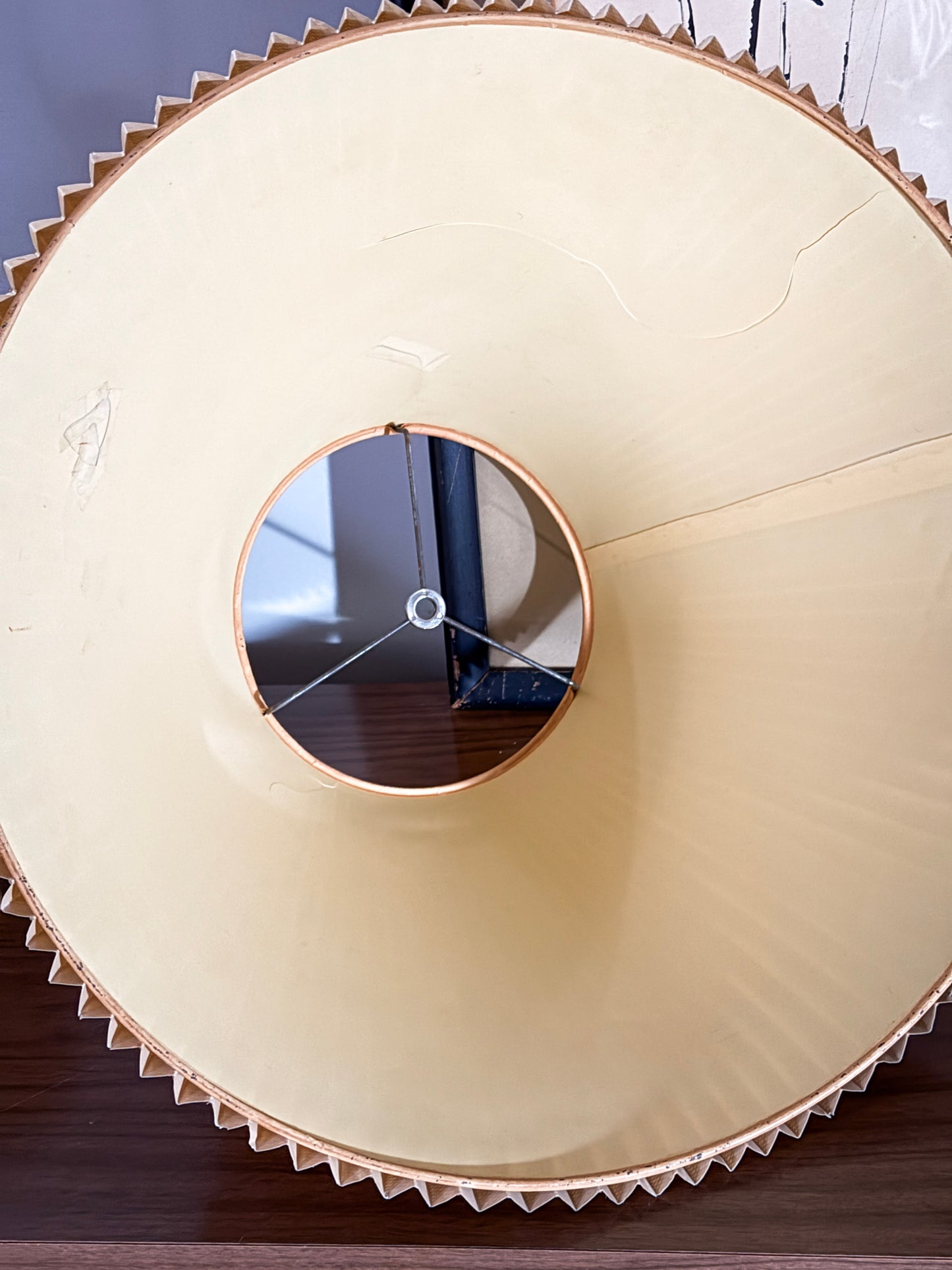 Mid-Century Modern Drip Glaze Ceramic Lamp – Painterly Swirl Base with Original Pleated Shade