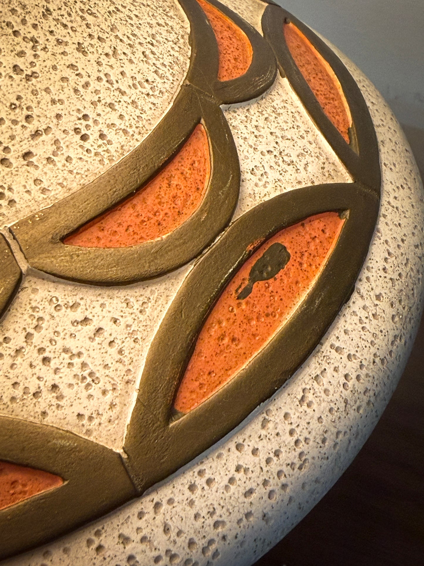 Mid-Century Atomic Ceramic Lamp – Signed L.N. Lamp with Original Tall Shade, 1950s Space Age Design