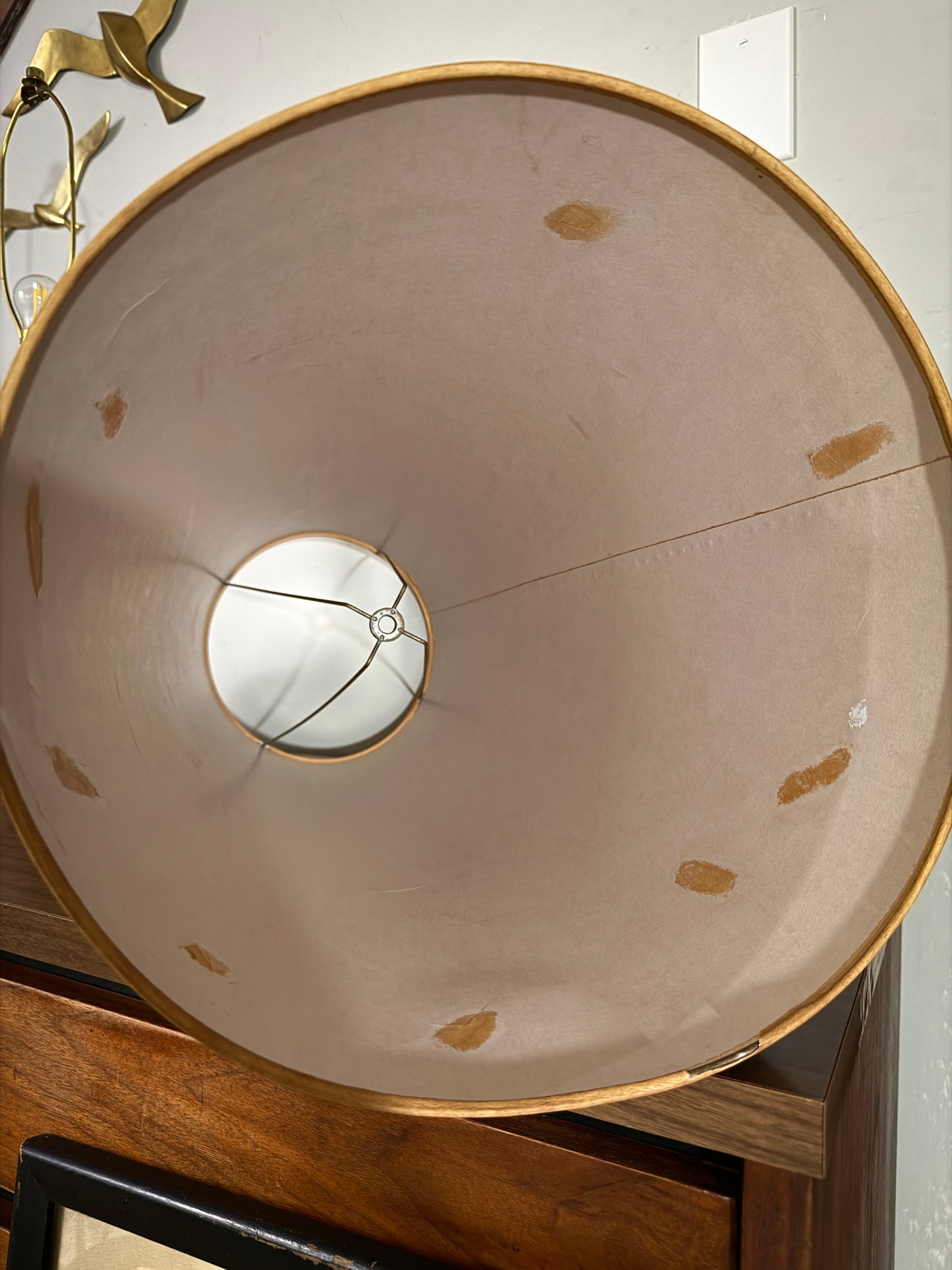 Mid-Century Atomic Ceramic Lamp – Signed L.N. Lamp with Original Tall Shade, 1950s Space Age Design