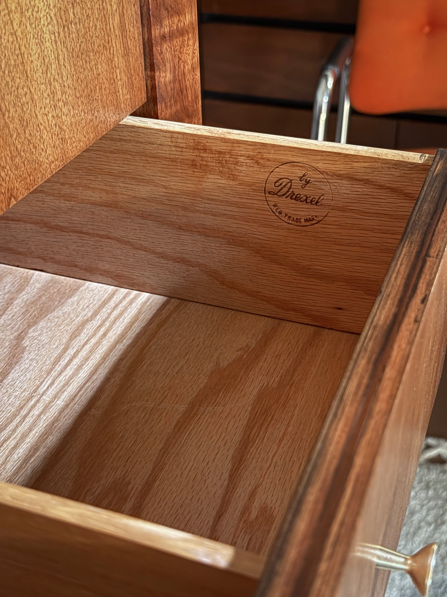 Fully Refinished Drexel “Modern” Mid Century Bedroom Set – Lowboy, Highboy, Nightstand