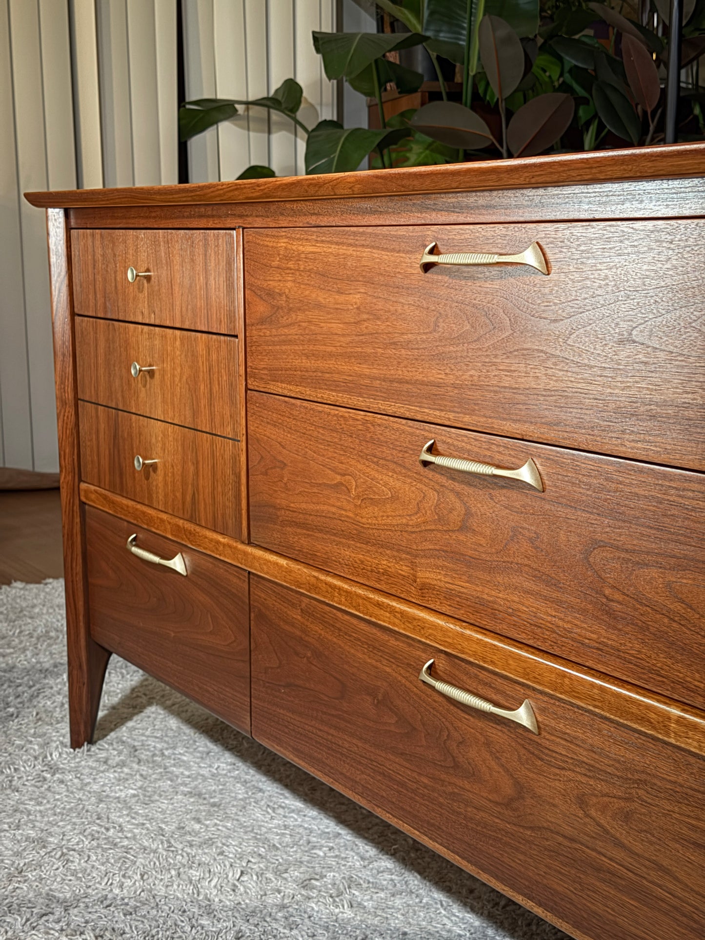 Fully Refinished Drexel “Modern” Mid Century Bedroom Set – Lowboy, Highboy, Nightstand