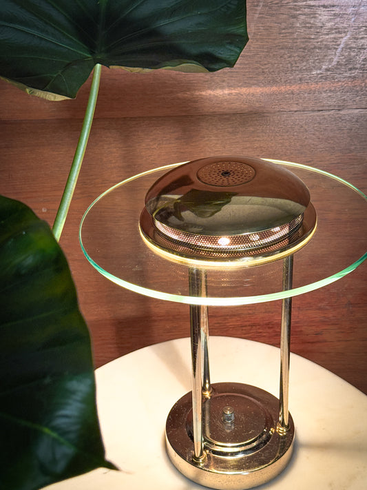 Vintage Sonneman-Style Saturn Lamp – Brass & Glass Space Age MCM Light