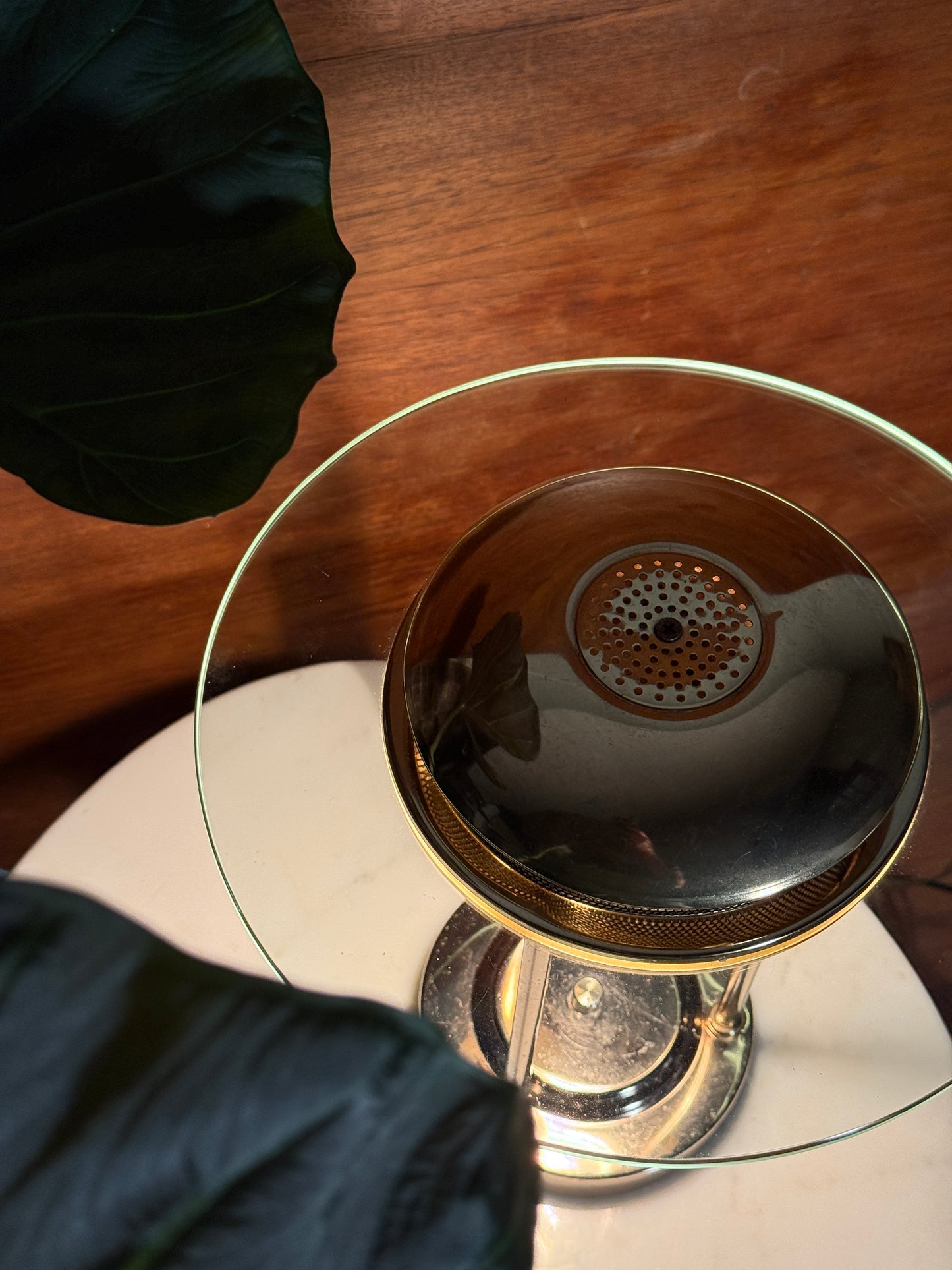 Vintage Sonneman-Style Saturn Lamp – Brass & Glass Space Age MCM Light