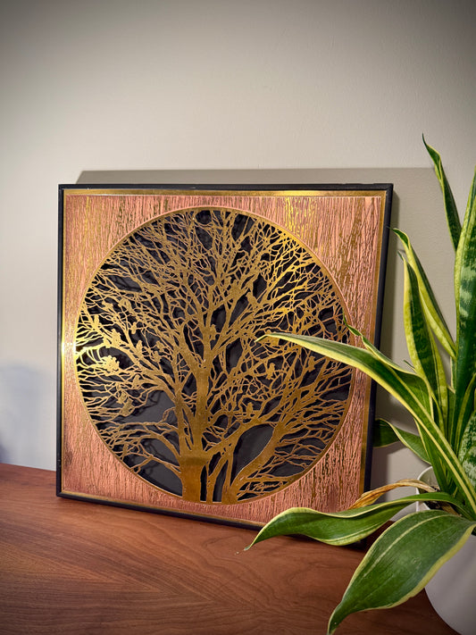 Original Signed Bijan Brass & Copper Wall Sculpture – Mid-Century Modern Tree Art, 1960s–70s
