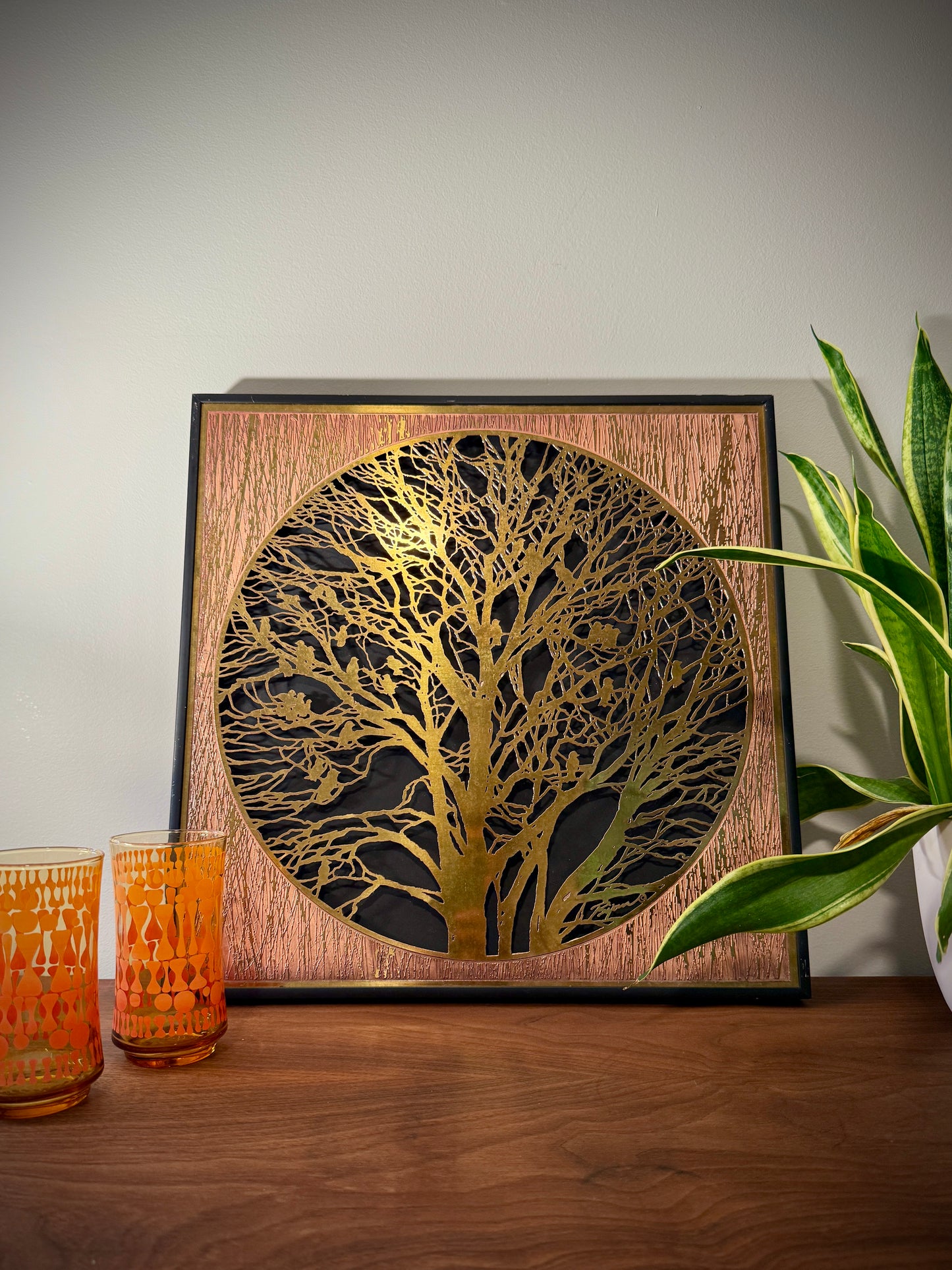 Original Signed Bijan Brass & Copper Wall Sculpture – Mid-Century Modern Tree Art, 1960s–70s