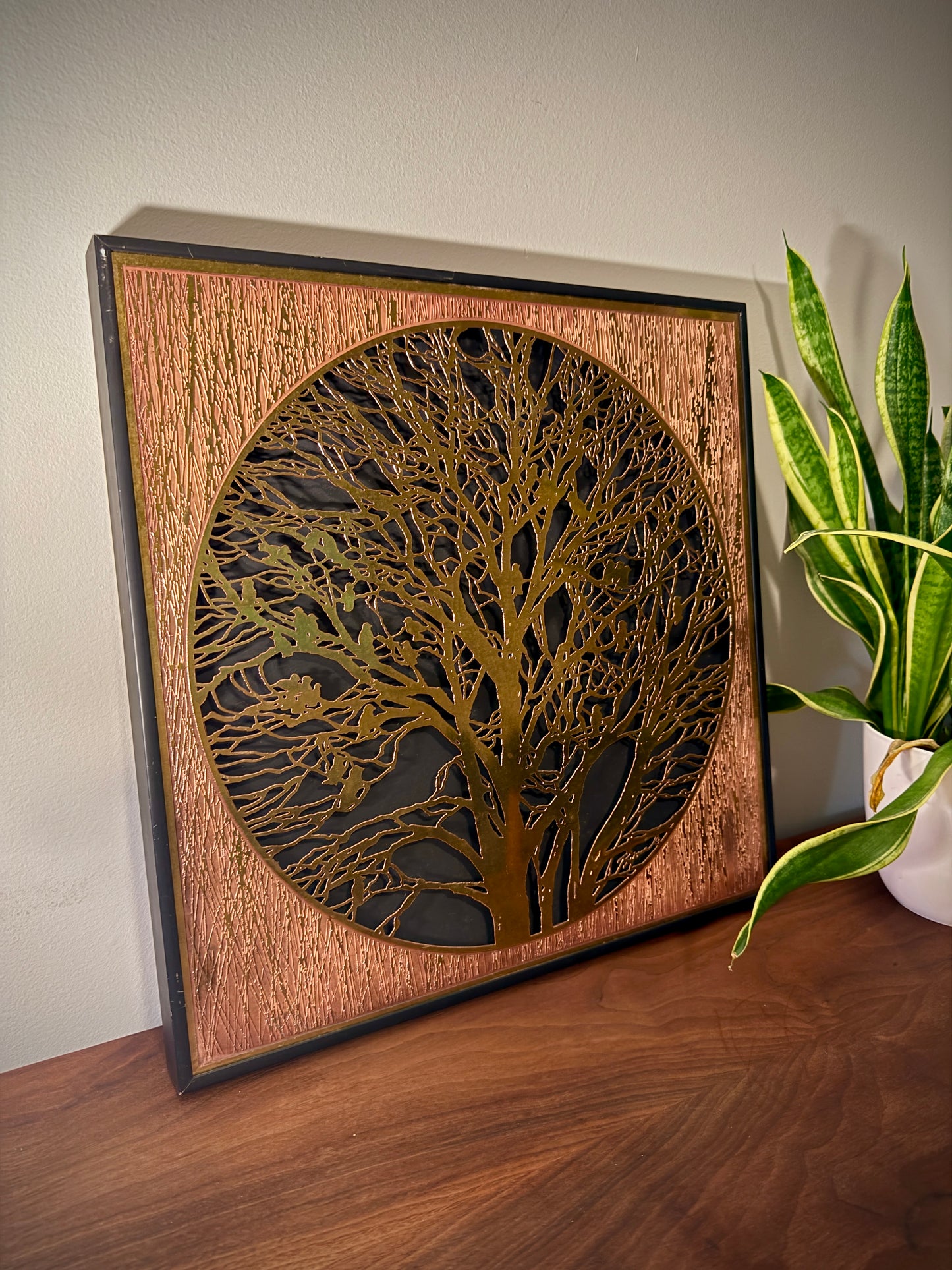 Original Signed Bijan Brass & Copper Wall Sculpture – Mid-Century Modern Tree Art, 1960s–70s