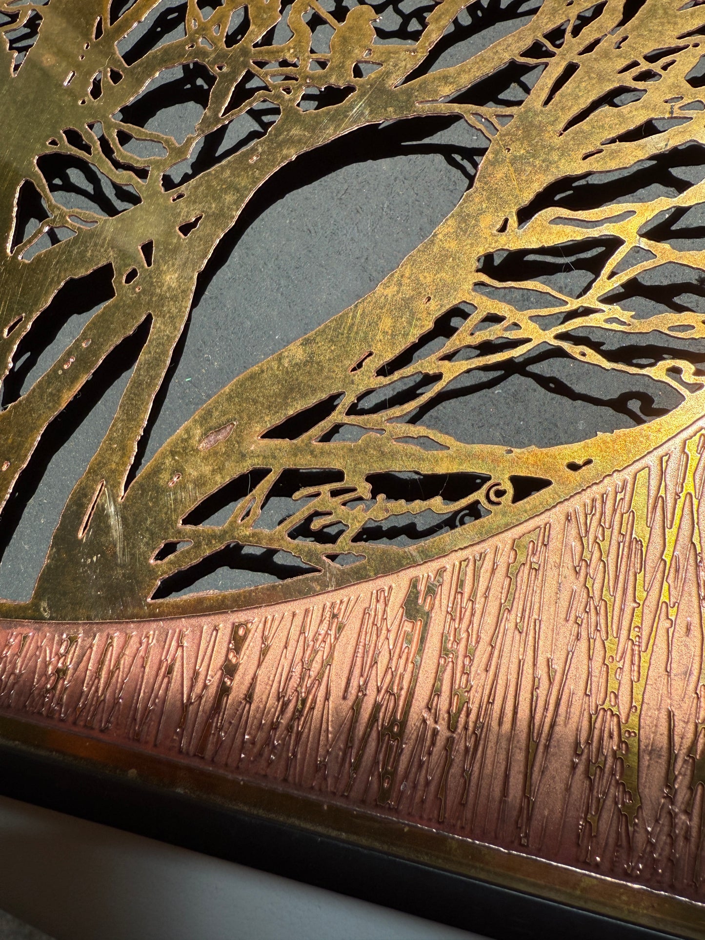 Original Signed Bijan Brass & Copper Wall Sculpture – Mid-Century Modern Tree Art, 1960s–70s