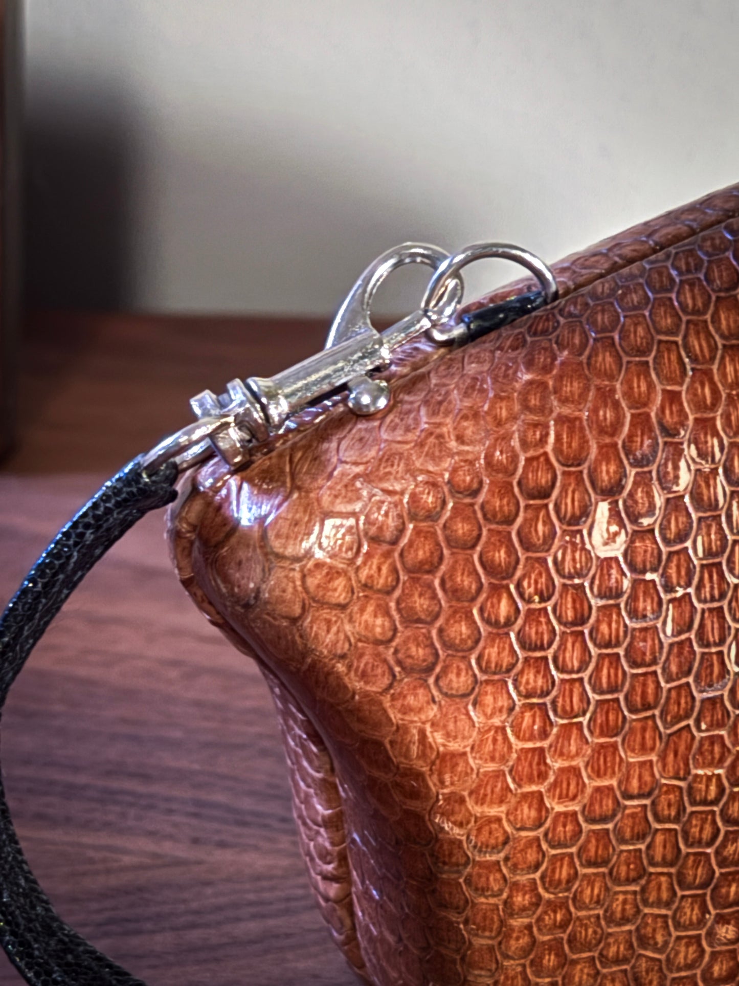 Timmy Woods Genuine Python Bag – Vintage Exotic Leather Sculptural Handbag, 1990s