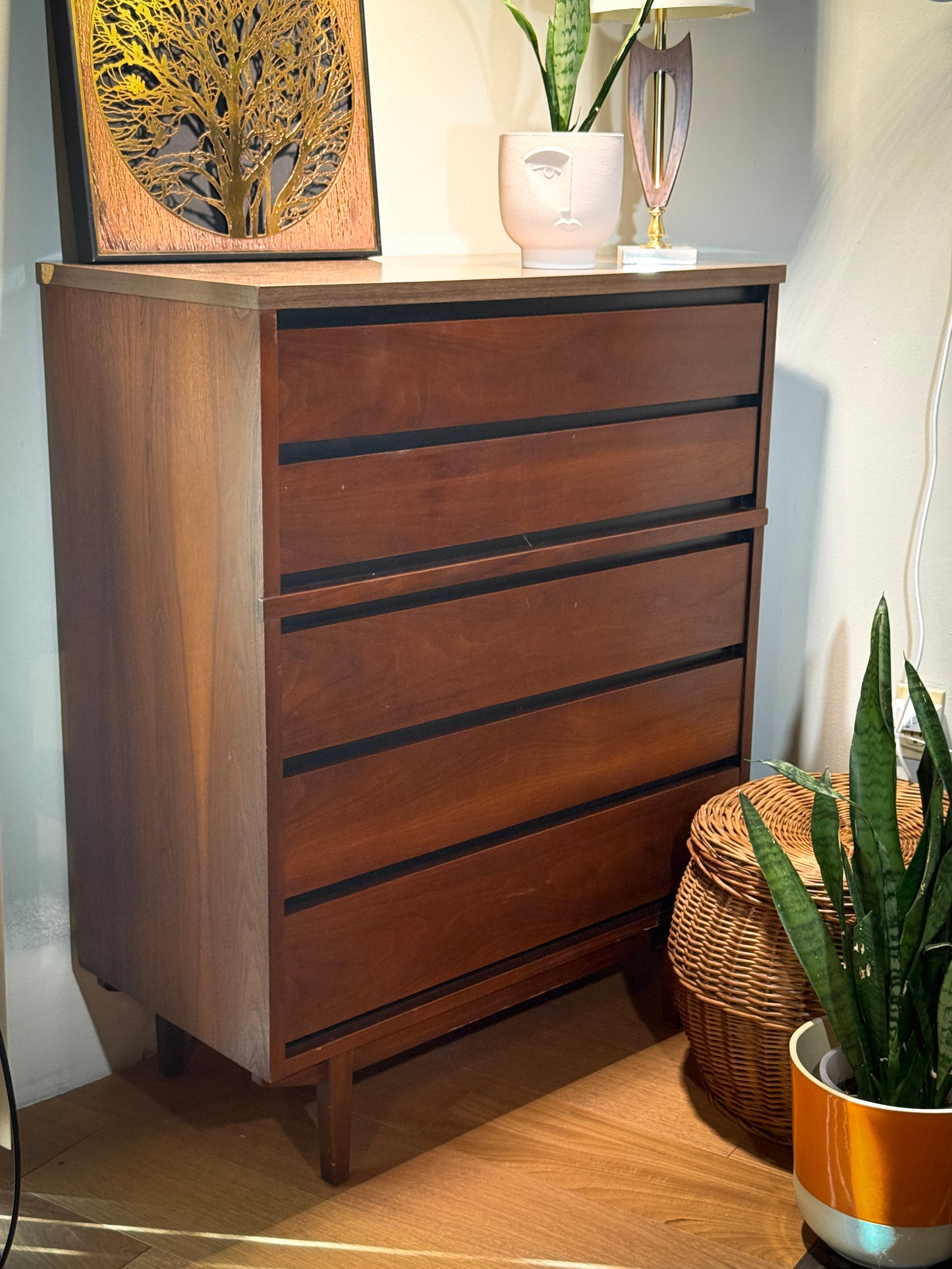 Stanley Mid-Century Highboy Dresser – Claim Before Restoration