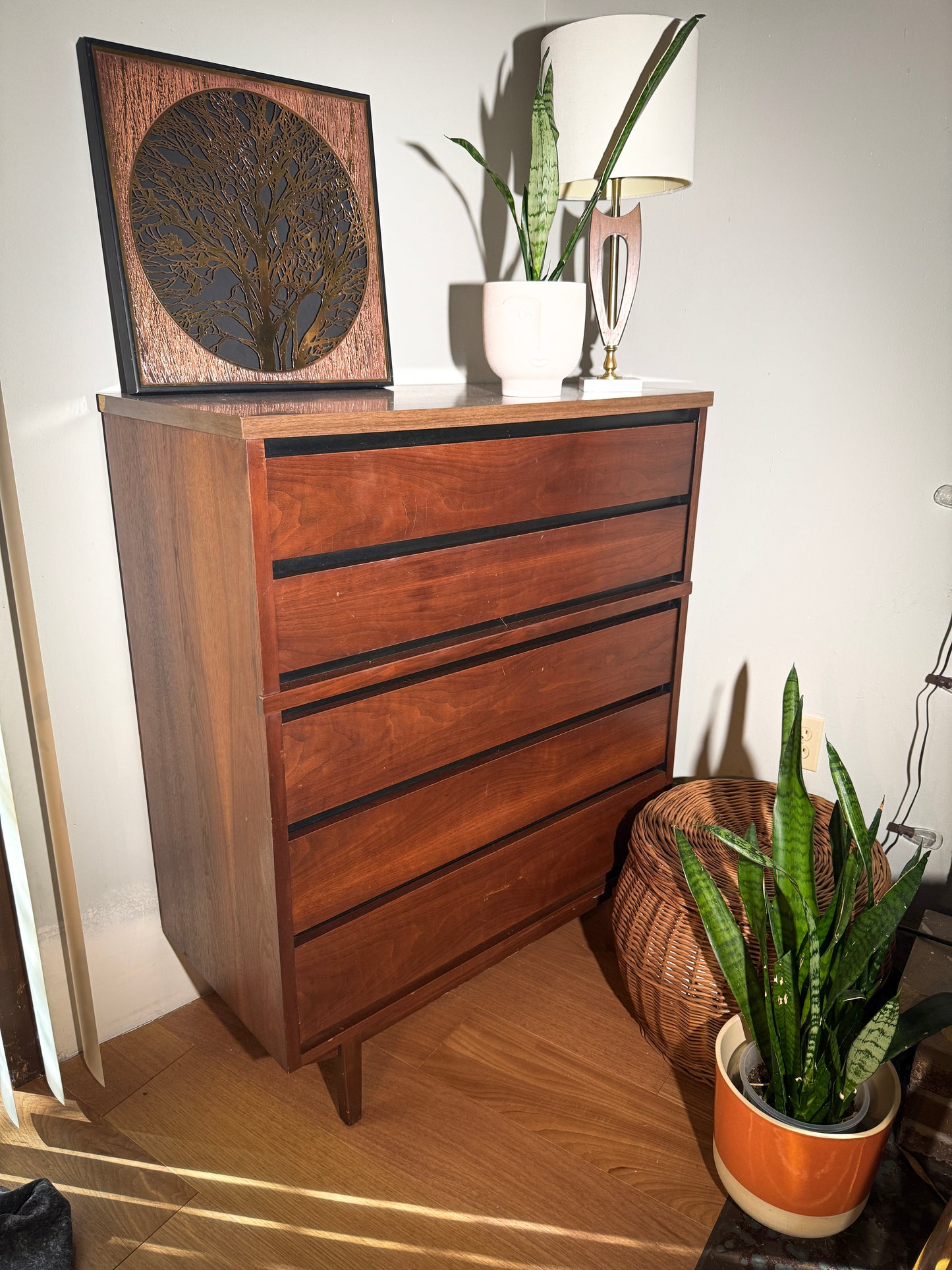 Stanley Mid-Century Highboy Dresser – Claim Before Restoration