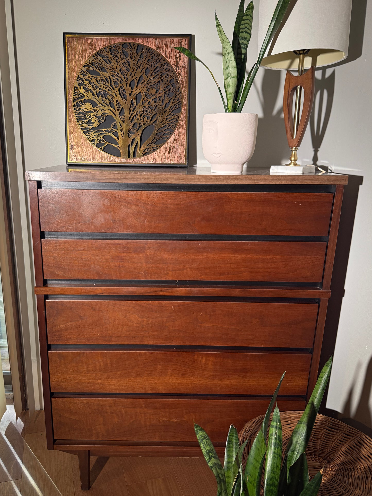 Stanley Mid-Century Highboy Dresser – Claim Before Restoration