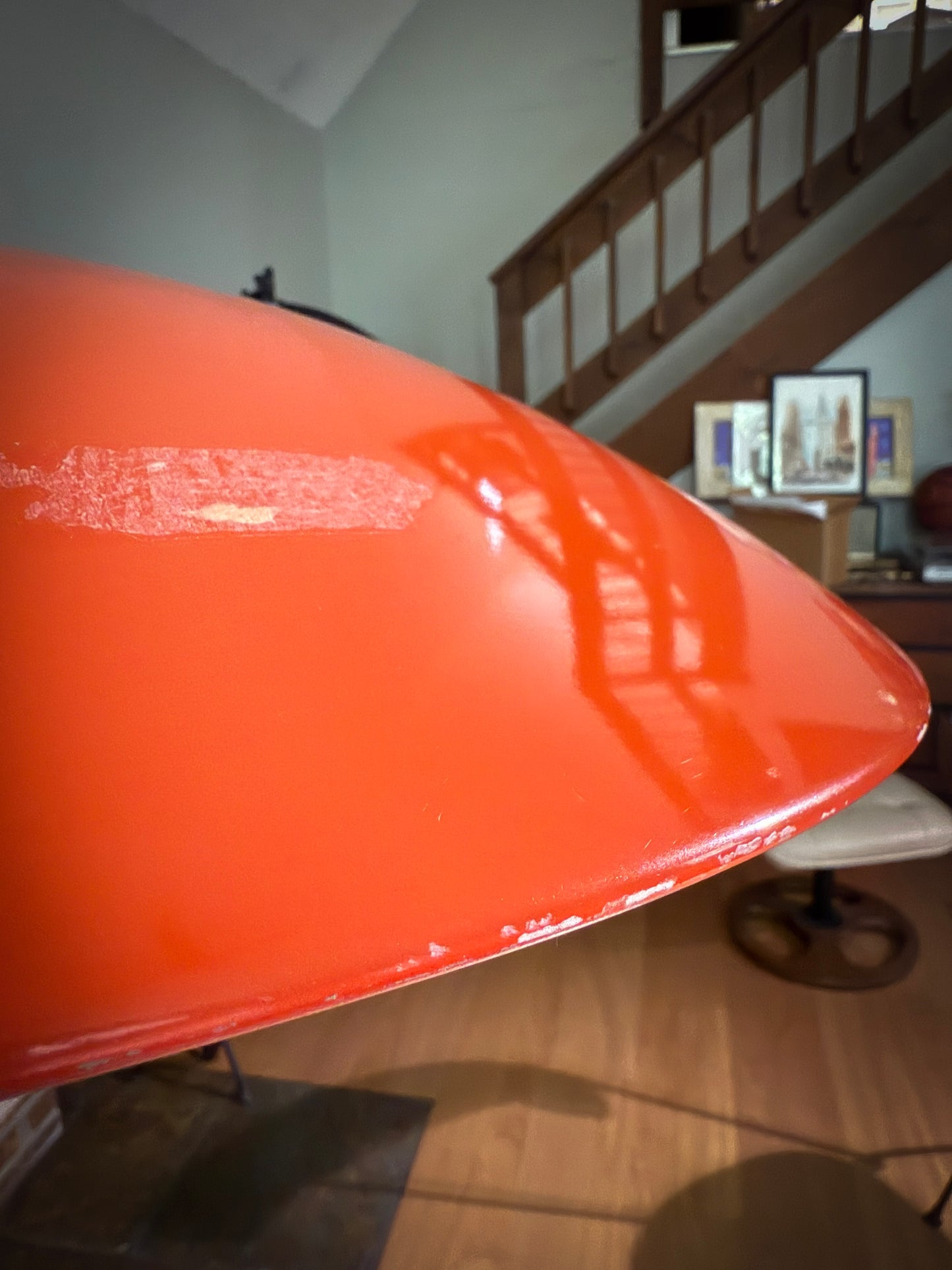 Lobster Lamp – Oversized Arc Floor Lamp with Red Saucer Shade
