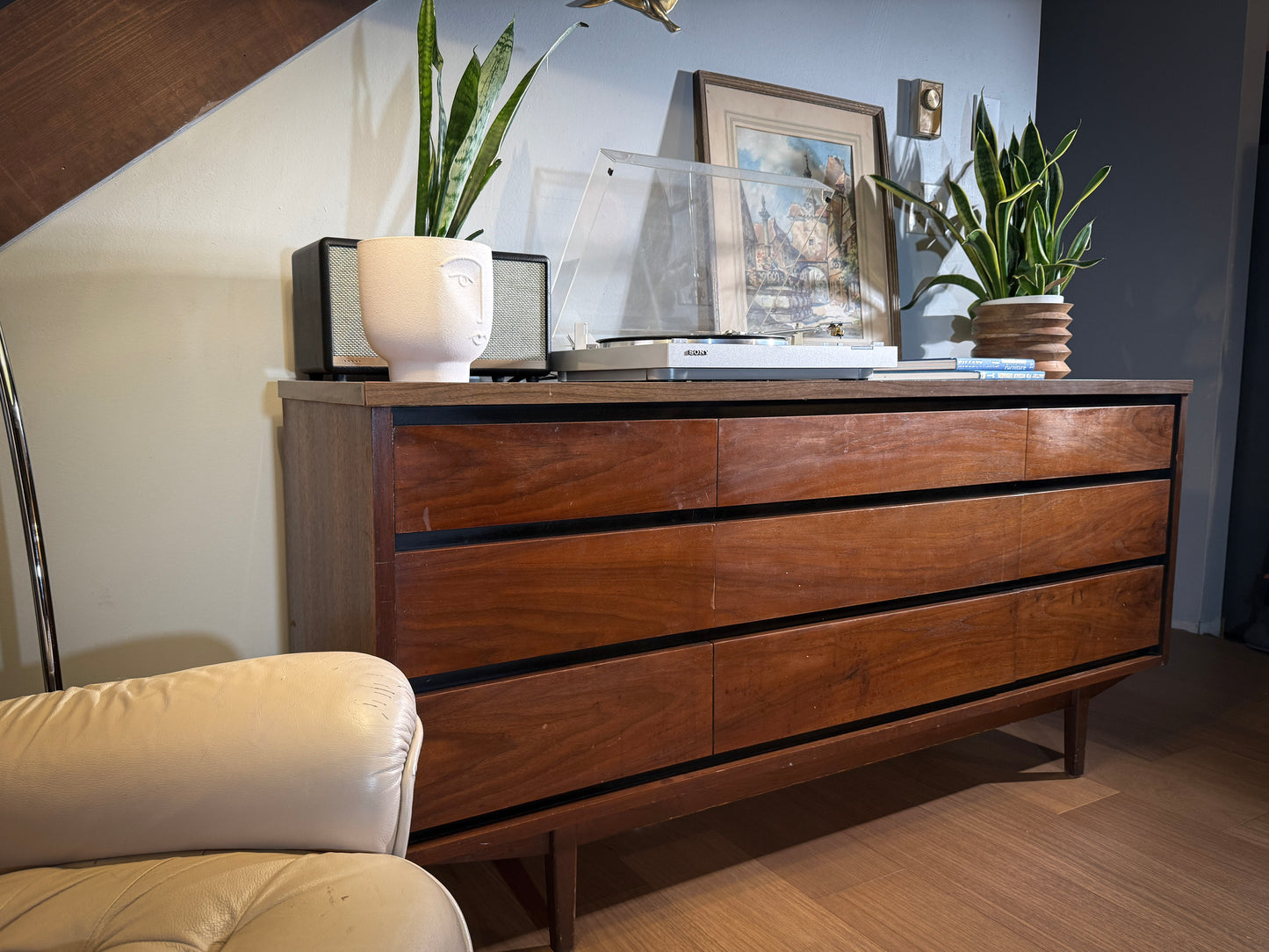 Stanley Mid-Century Low Dresser – Claim Before Restoration