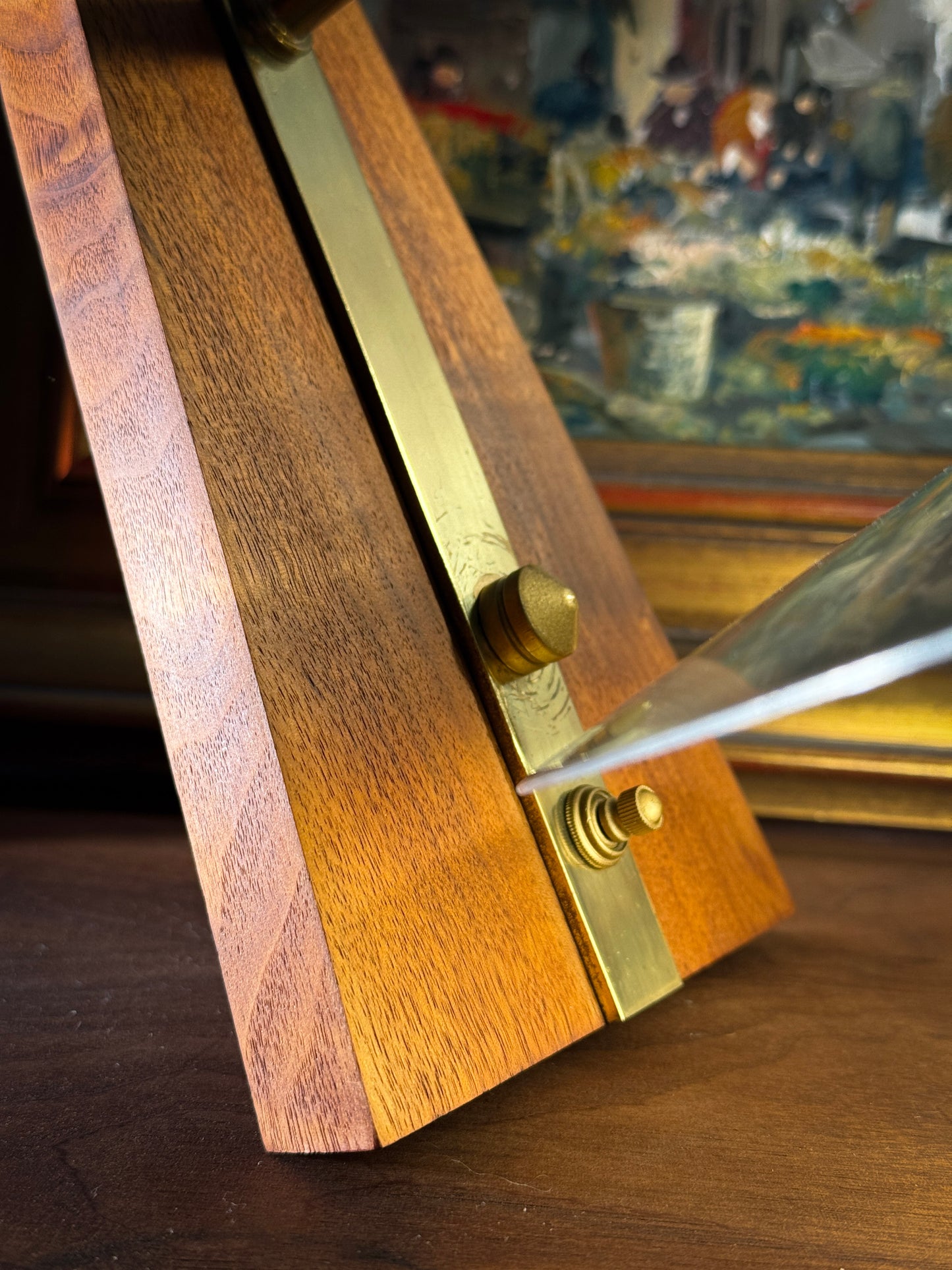 Mid-Century Danish Wall Lamp in Teak, Brass & Frosted Glass