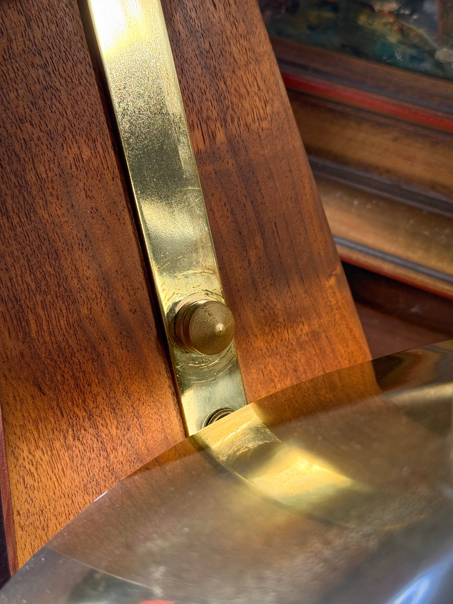 Mid-Century Danish Wall Lamp in Teak, Brass & Frosted Glass