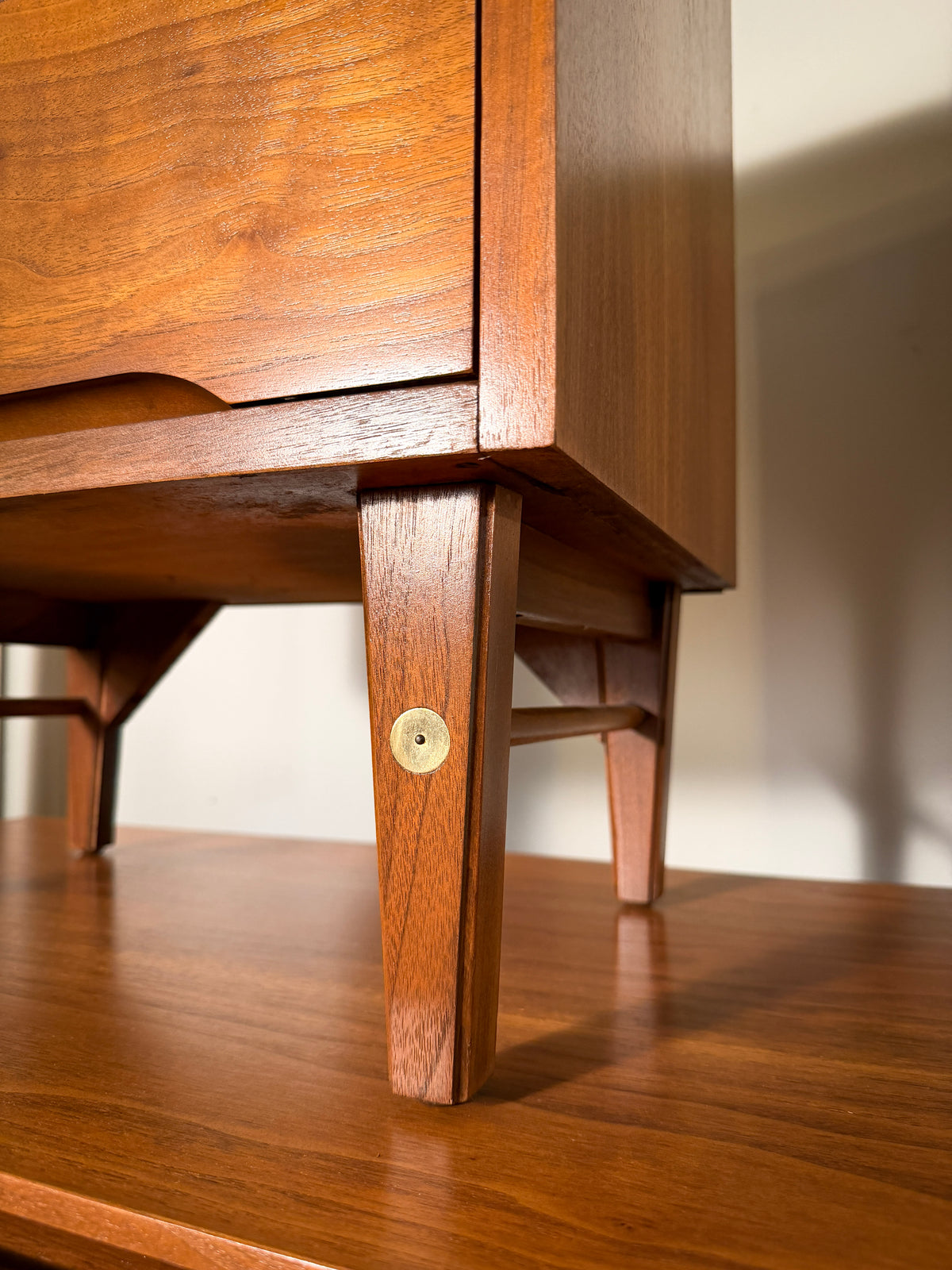 Stanley Furniture Walnut Chest of Drawers & Nightstand — Refinished 1960s Mid-Century Modern