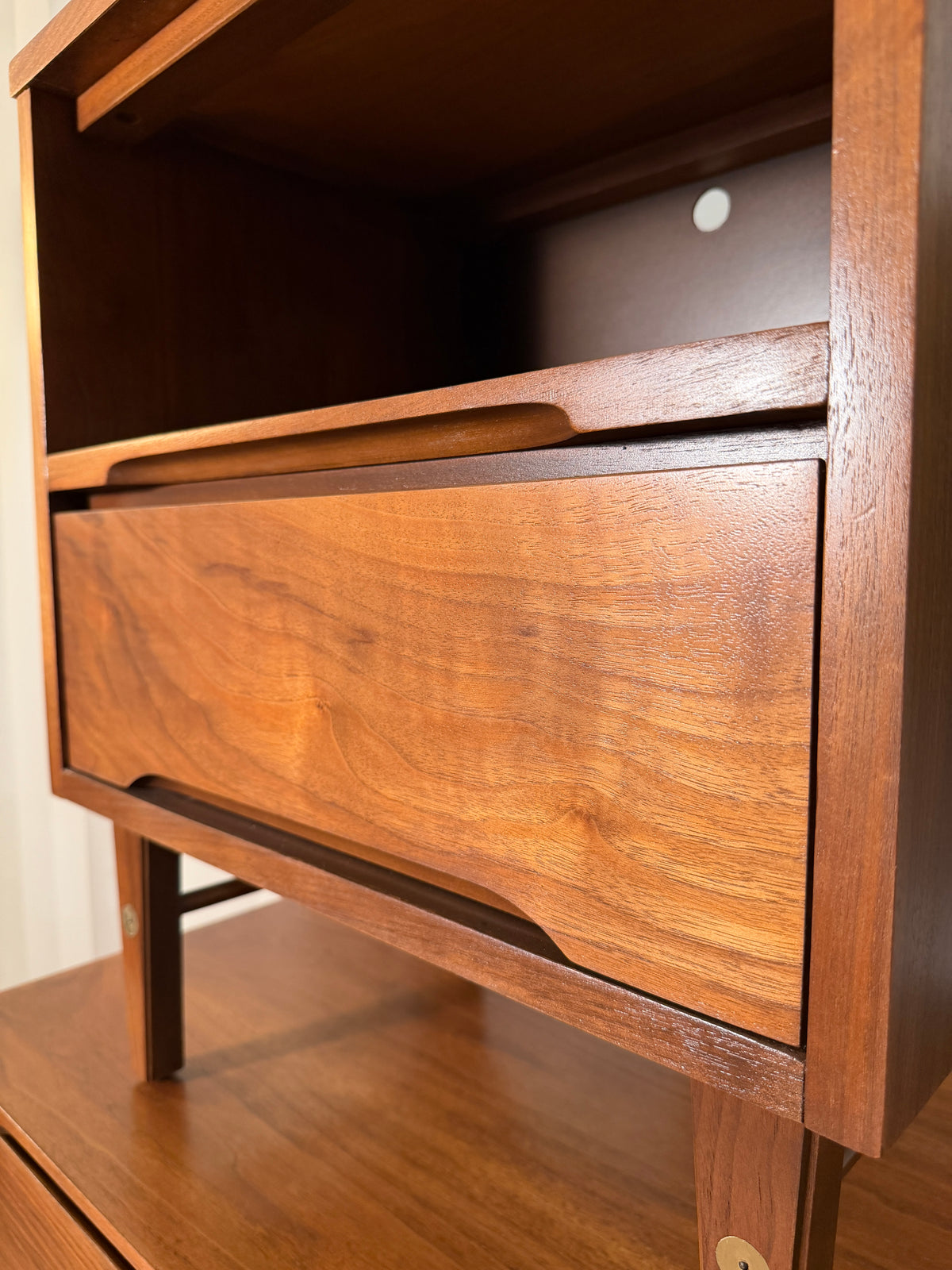 Stanley Furniture Walnut Chest of Drawers & Nightstand — Refinished 1960s Mid-Century Modern