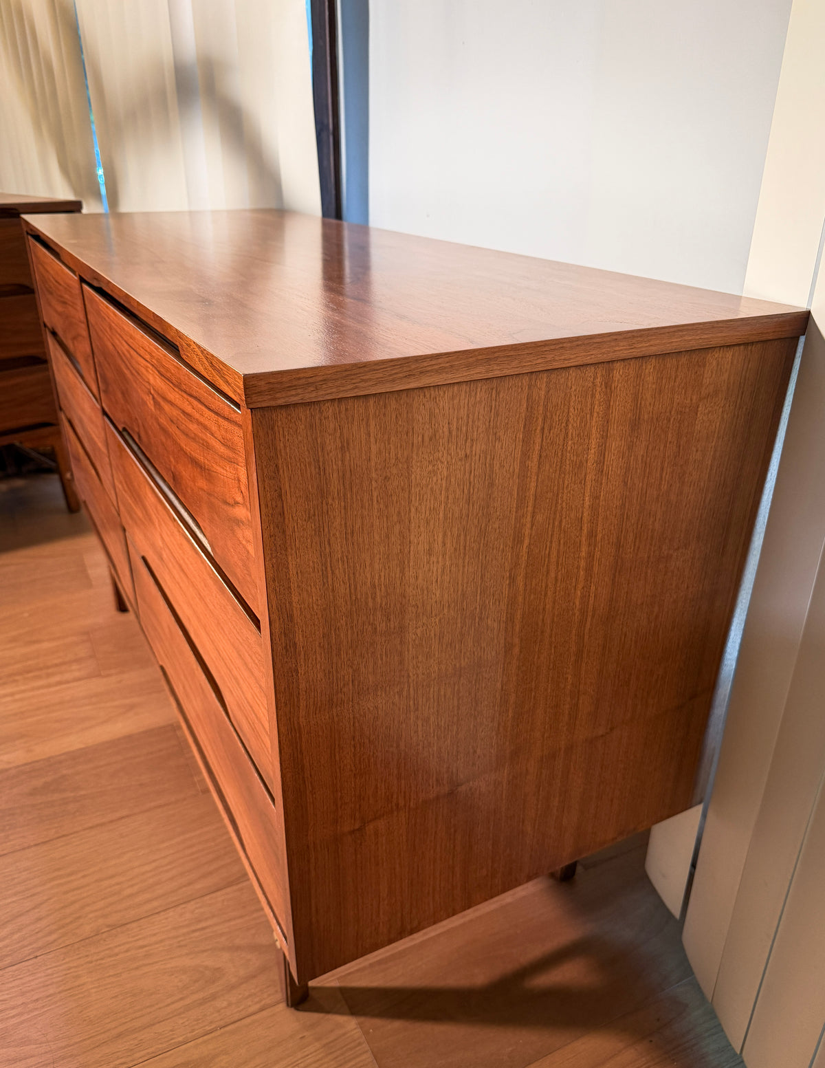 Stanley Furniture Walnut Credenza / Media Console — Refinished 1960s Mid-Century Modern, 52"