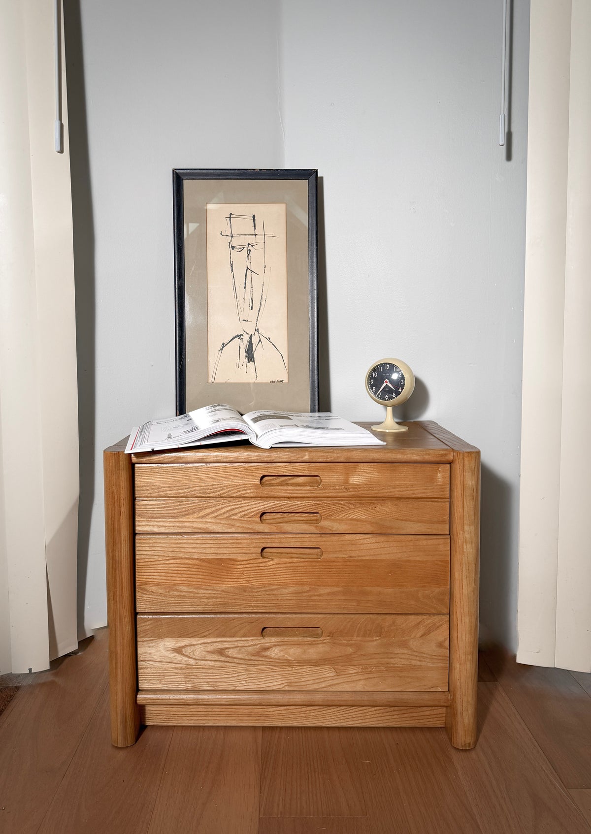 Solid Oak Chest / Nightstand / Entry Cabinet — 1982, Refinished