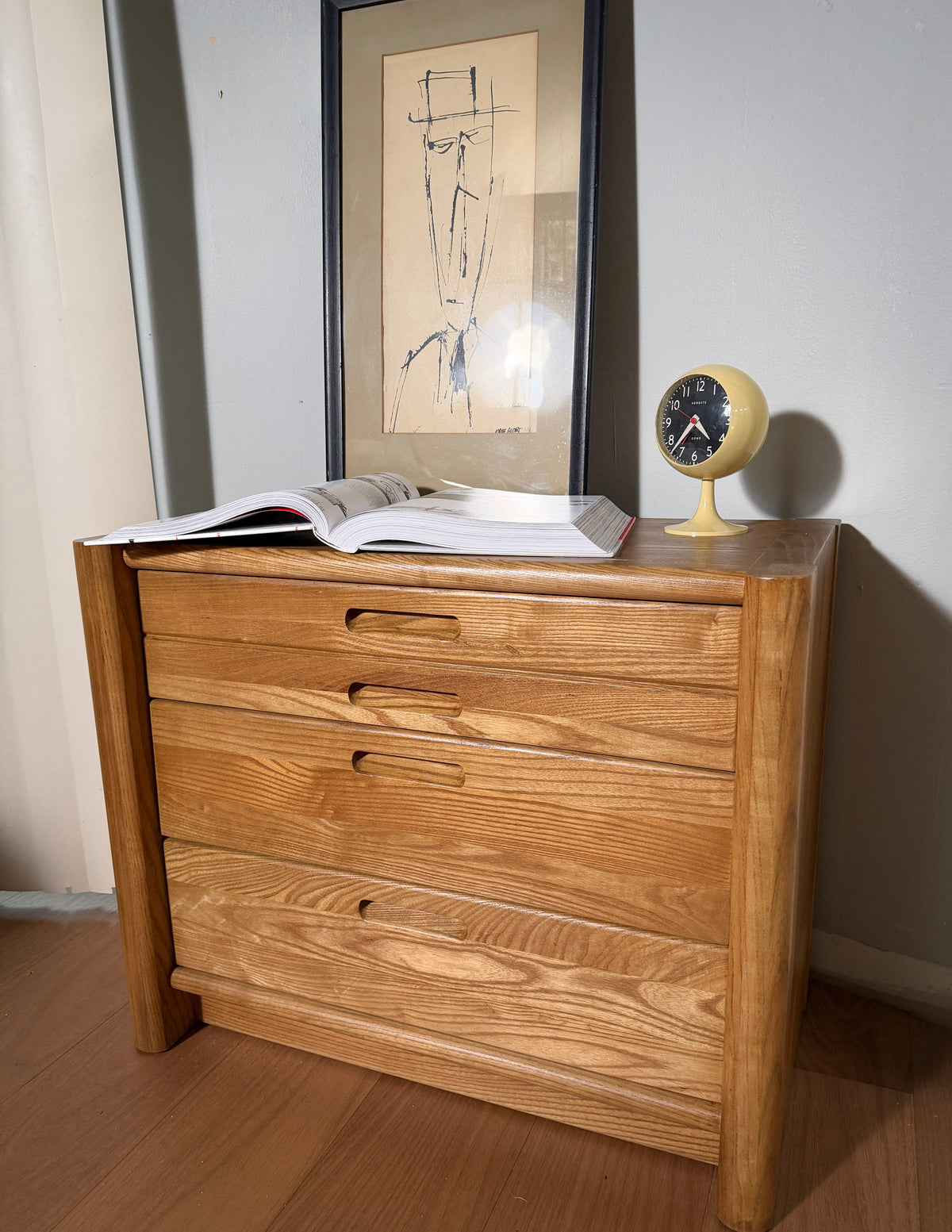 Solid Oak Chest / Nightstand / Entry Cabinet — 1982, Refinished