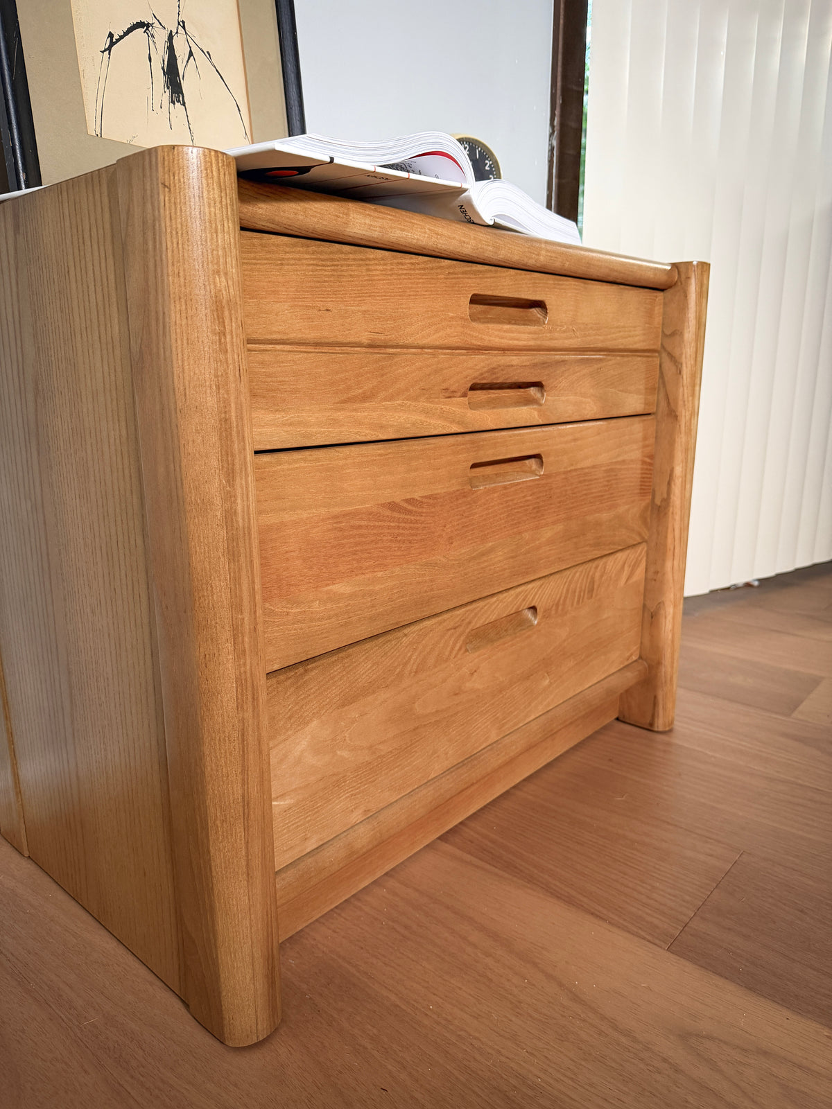 Solid Oak Chest / Nightstand / Entry Cabinet — 1982, Refinished